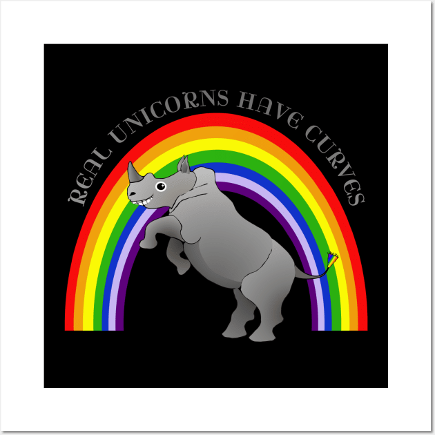 Real unicorns have curves Wall Art by MadmanDesigns